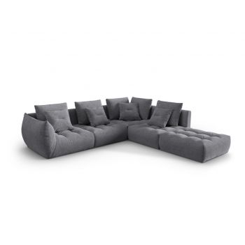 Coltar modular dreapta 4 locuri, Bloom-86, Micadoni Home, 316x310x95 cm, tesatura structurata, gri
