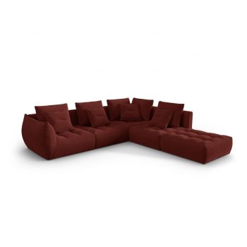 Coltar modular dreapta 4 locuri, Bloom-86, Micadoni Home, 316x310x95 cm, tesatura structurata, rosu