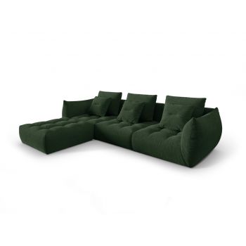 Coltar modular reversibil 2 locuri, Bloom-86, Micadoni Home, 332x216x95 cm, tesatura structurata, verde muschi
