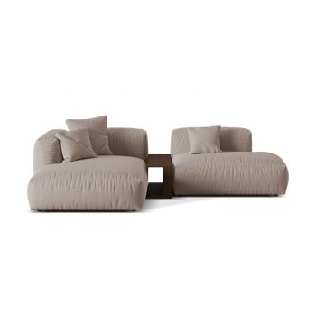 Coltar modular stanga 2 locuri, Martina-169, Micadoni Home, 285x176x75 cm, tesatura structurata catifelata, bej inchis