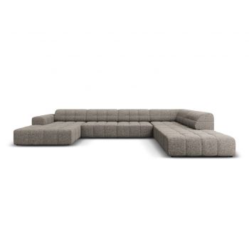 Coltar panoramic dreapta 7 locuri, Jennifer-140, Micadoni Home, 364x262x70 cm, tesatura chenille din poliester, gri