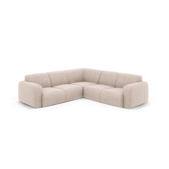 Coltar simetric 5 locuri, Molino-140, Micadoni Home, 252x252x75 cm, tesatura chenille din poliester, bej