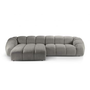 Coltar stanga 4 locuri, Diana-192, Micadoni Home, 334x182x72 cm, catifea structurata, gri deschis