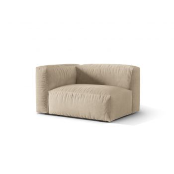 Modul stanga pentru canapea, 1 loc, Martina-120, Micadoni Home, 121x106x75 cm, catifea, bej deschis