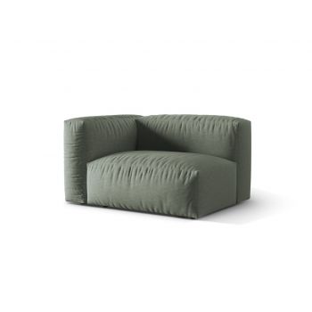 Modul stanga pentru canapea, 1 loc, Martina-169, Micadoni Home, 121x106x75 cm, tesatura structurata catifelata, verde muschi