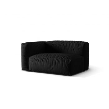 Modul stanga pentru canapea, 1 loc, Martina-169, Micadoni Home, 160x106x75 cm, tesatura structurata catifelata, negru