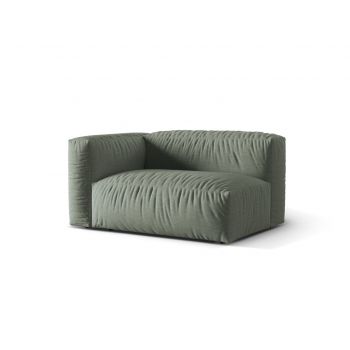 Modul stanga pentru canapea, 1 loc, Martina-169, Micadoni Home, 160x106x75 cm, tesatura structurata catifelata, verde muschi