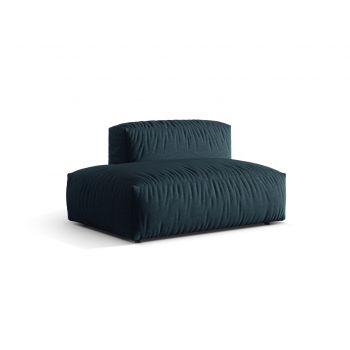 Modul stanga pentru canapea, 2 locuri, Martina-169, Micadoni Home, 133x106x75 cm, tesatura structurata catifelata, albastru jeans