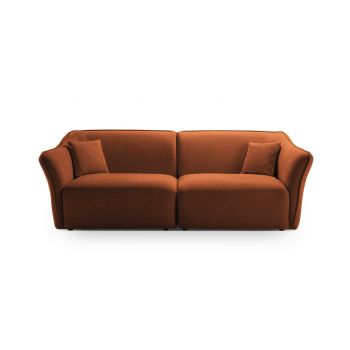 Canapea 3 locuri, Hailey, Micadoni Home, 206x102x79 cm, tesatura boucle, gri deschis