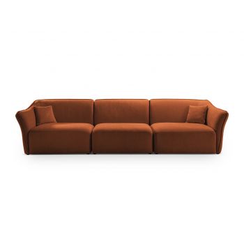 Canapea 5 locuri, Hailey, Micadoni Home, 292x102x79 cm, tesatura boucle, gri deschis