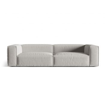 Canapea 5 locuri, Nuria-215, Micadoni Home, 290x110x72 cm, tesatura structurata chenille, gri deschis