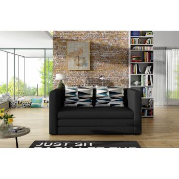 Canapea extensibila 2 locuri, ELTAP, Neva, 132x70x62 cm, lemn/poliester, negru