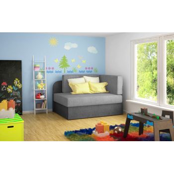 Canapea extensibila 2 locuri, ELTAP, Rosa, 104x75x60 cm, lemn/poliester, gri deschis/gri inchis