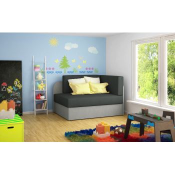 Canapea extensibila 2 locuri, ELTAP, Rosa, 104x75x60 cm, lemn/poliester, gri inchis/gri