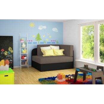 Canapea extensibila 2 locuri, ELTAP, Rosa, 104x75x60 cm, lemn/poliester, gri/negru