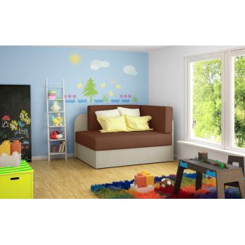 Canapea extensibila 2 locuri, ELTAP, Rosa, 104x75x60 cm, lemn/poliester, maro deschis/bej