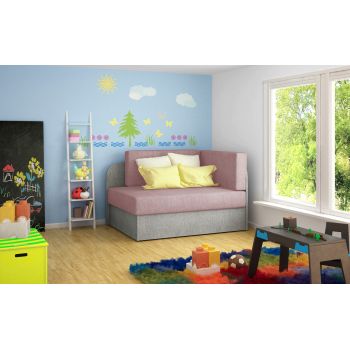 Canapea extensibila 2 locuri, ELTAP, Rosa, 104x75x60 cm, lemn/poliester, roz/gri