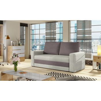 Canapea extensibila 2 locuri, ELTAP, Wave, 150x90x90 cm, lemn/poliester, gri deschis