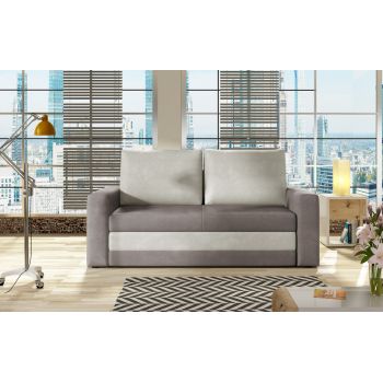 Canapea extensibila 2 locuri, ELTAP, Wave, 150x90x90 cm, lemn/poliester, gri inchis/gri deschis