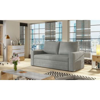 Canapea extensibila 2 locuri, ELTAP, Wave, 150x90x90 cm, lemn/poliester, gri