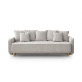 Canapea extensibila 3 locuri, cu lada depozitare, Elen-211, Micadoni Home, 231x106x86 cm, tesatura structurata chenille, bej