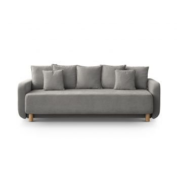 Canapea extensibila 3 locuri, cu lada depozitare, Elen-211, Micadoni Home, 231x106x86 cm, tesatura structurata chenille, gri