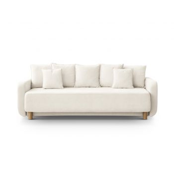 Canapea extensibila 3 locuri, cu lada depozitare, Elen-211, Micadoni Home, 231x106x86 cm, tesatura structurata chenille, ivoriu