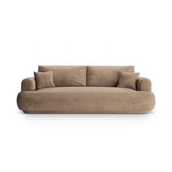 Canapea extensibila 3 locuri, Ella-120, Micadoni Home, 253x108x94 cm, catifea, bej inchis