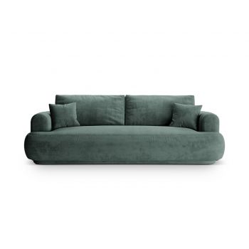 Canapea extensibila 3 locuri, Ella-120, Micadoni Home, 253x108x94 cm, catifea, petrol
