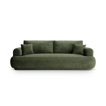 Canapea extensibila 3 locuri, Ella-120, Micadoni Home, 253x108x94 cm, catifea, verde