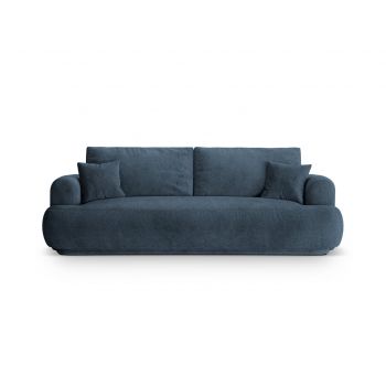 Canapea extensibila 3 locuri, Ella-193, Micadoni Home, 253x108x94 cm, tesatura structurata chenille, albastru inchis