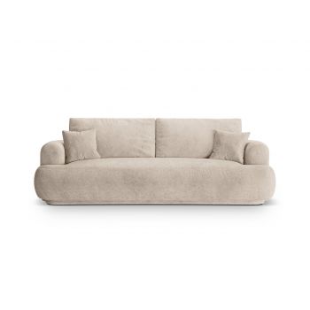 Canapea extensibila 3 locuri, Ella-193, Micadoni Home, 253x108x94 cm, tesatura structurata chenille, bej sand