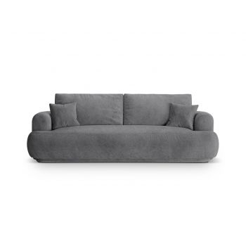Canapea extensibila 3 locuri, Ella-193, Micadoni Home, 253x108x94 cm, tesatura structurata chenille, gri