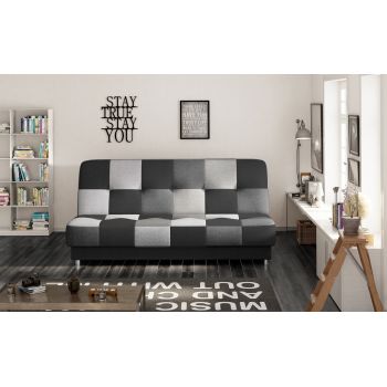 Canapea extensibila 3 locuri, ELTAP, Cayo, 192x90x90 cm, lemn/poliester, negru/gri