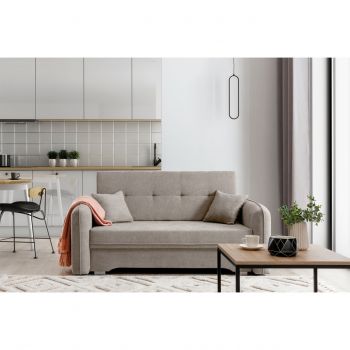 Canapea extensibila 3 locuri, ELTAP, Laine, 155x105x75 cm, lemn/poliester, bej