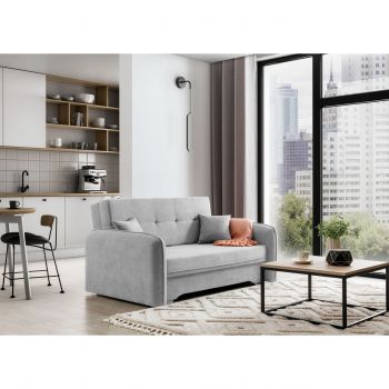 Canapea extensibila 3 locuri, ELTAP, Laine, 155x105x75 cm, lemn/poliester, gri deschis