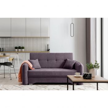 Canapea extensibila 3 locuri, ELTAP, Laine, 155x105x75 cm, lemn/poliester, mov
