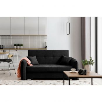 Canapea extensibila 3 locuri, ELTAP, Laine, 155x105x75 cm, lemn/poliester, negru