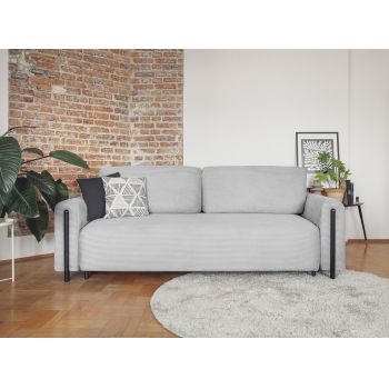 Canapea extensibila 3 locuri, ELTAP, SO-ARC-BL-03JAR, Arcadova, 244x97x97 cm, lemn/poliester, gri/negru