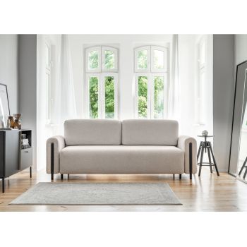 Canapea extensibila 3 locuri, ELTAP, SO-ARC-BL-18ROY, Arcadova, 244x97x97 cm, lemn/poliester, bej/negru