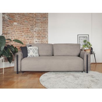 Canapea extensibila 3 locuri, ELTAP, SO-ARC-BL-20JAR, Arcadova, 244x97x97 cm, lemn/poliester, bej inchis/negru