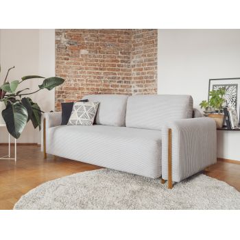 Canapea extensibila 3 locuri, ELTAP, SO-ARC-OA-04JAR, Arcadova, 244x97x97 cm, lemn/poliester, gri/stejar