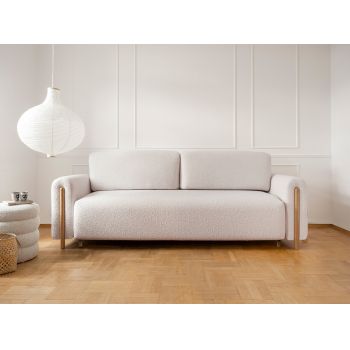 Canapea extensibila 3 locuri, ELTAP, SO-ARC-OA-18JAF, Arcadova, 244x97x97 cm, lemn/poliester, bej/stejar