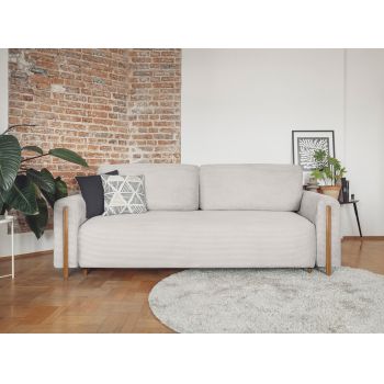 Canapea extensibila 3 locuri, ELTAP, SO-ARC-OA-18JAR, Arcadova, 244x97x97 cm, lemn/poliester, bej/stejar