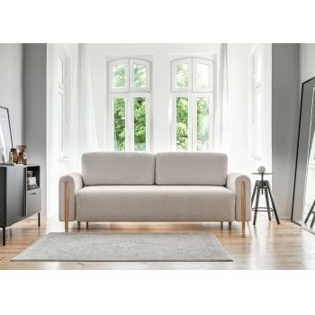 Canapea extensibila 3 locuri, ELTAP, SO-ARC-OA-18ROY, Arcadova, 244x97x97 cm, lemn/poliester, bej/stejar