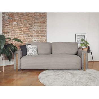 Canapea extensibila 3 locuri, ELTAP, SO-ARC-OA-20JAR, Arcadova, 244x97x97 cm, lemn/poliester, bej inchis/stejar