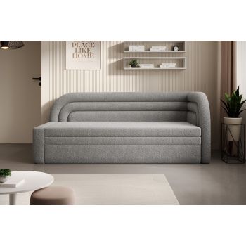 Canapea extensibila brat dreapta 3 locuri, ELTAP, Fabillo, 223x86x80 cm, lemn/poliester, gri deschis