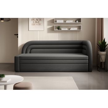 Canapea extensibila brat dreapta 3 locuri, ELTAP, Fabillo, 223x86x80 cm, lemn/poliester, gri inchis