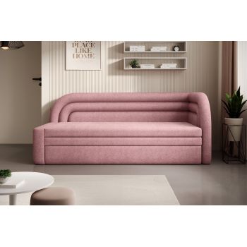 Canapea extensibila brat dreapta 3 locuri, ELTAP, Fabillo, 223x86x80 cm, lemn/poliester, roz