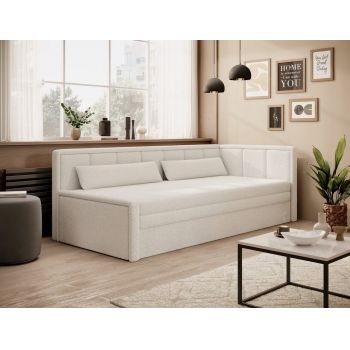 Canapea extensibila brat dreapta 3 locuri, ELTAP, Fulgeo, 214x82x77 cm, lemn/catifea din poliester, alb